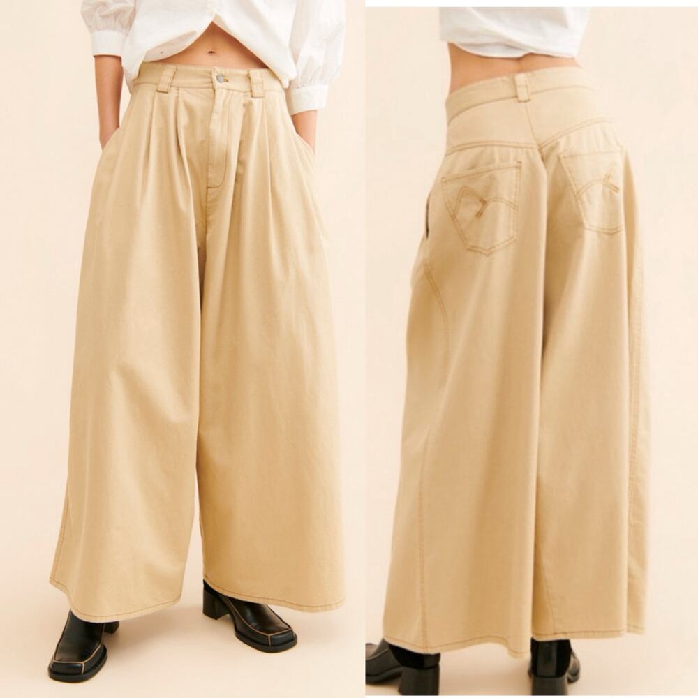 FARM Rio Tan Wide Leg Pants